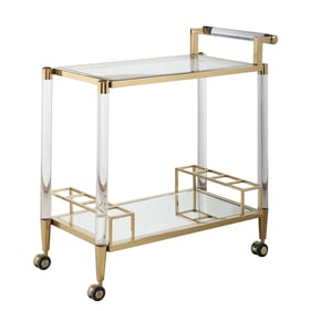 Chintaly Imports Denali Clear Brass Acrylic Tea Cart