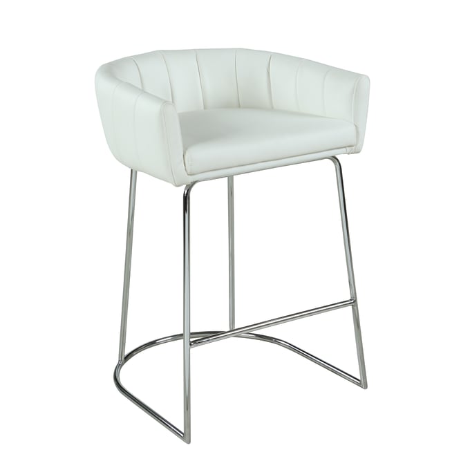 Chintaly Imports Denise White Channel Back Counter Stool CHF-DENISE-CS-WHT