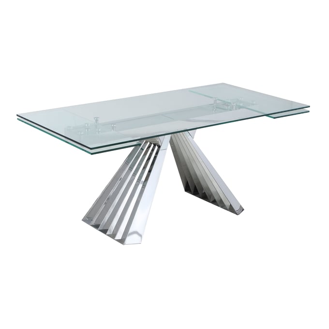 Chintaly Imports Dominique Clear Polished Stainless Steel Dining Table CHF-DOMINIQUE-DT