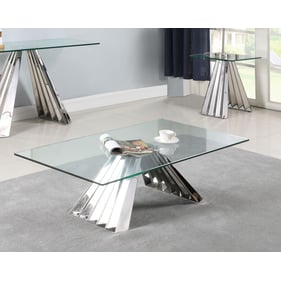 Chintaly Imports Dominique Clear Polished 3pc Coffee Table Set