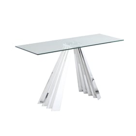 Chintaly Imports Dominique Clear Polished Stainless Steel Sofa Table