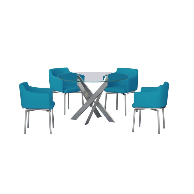 Chintaly Imports Dusty Turquoise 5pc Dining Room Set CHF-DUSTY-5PC-TQE