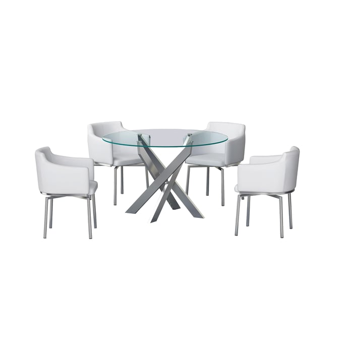 Chintaly Imports Dusty White 5pc Dining Room Set CHF-DUSTY-5PC-WHT