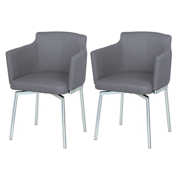 2 Chintaly Imports Dusty Grey Swivel Arm Chairs CHF-DUSTY-AC-GRY-KD