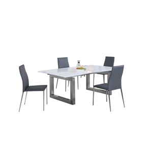 Chintaly Imports Ebony Elsa Grey Gloss White 5pc Dining Room Set