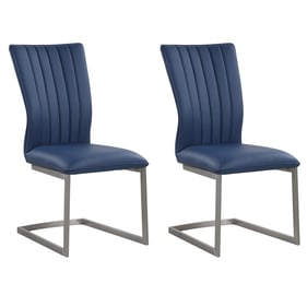 2 Chintaly Imports Eileen Blue Channel Back Cantilever Side Chairs