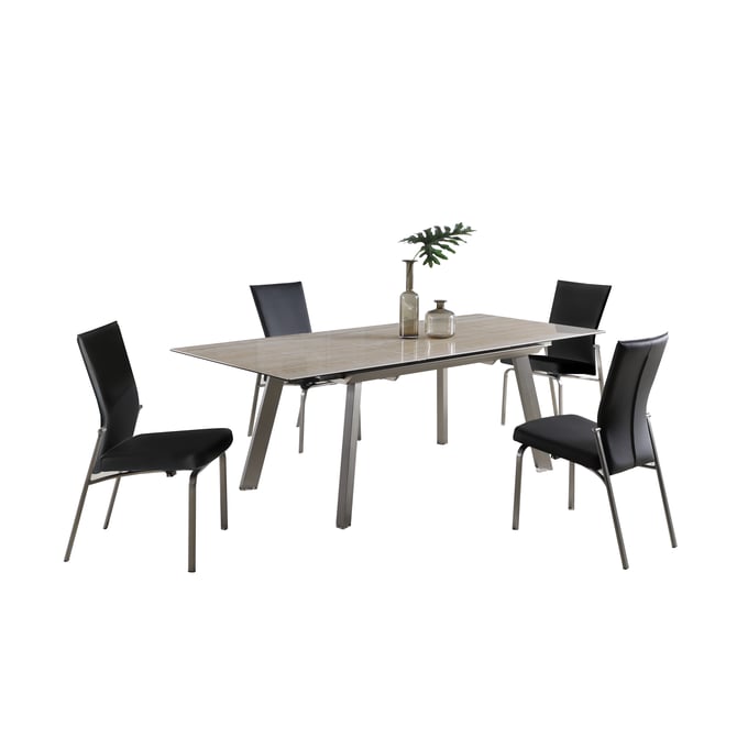 Chintaly Imports Eleanor Molly Black 5pc Dining Room Set with Motion Back Chairs CHF-ELEANOR-MOLLY-5PC-BLK