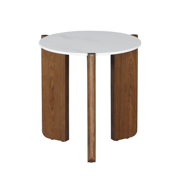 Chintaly Imports Elissa Matte White Walnut Lamp Table CHF-ELISSA-LT