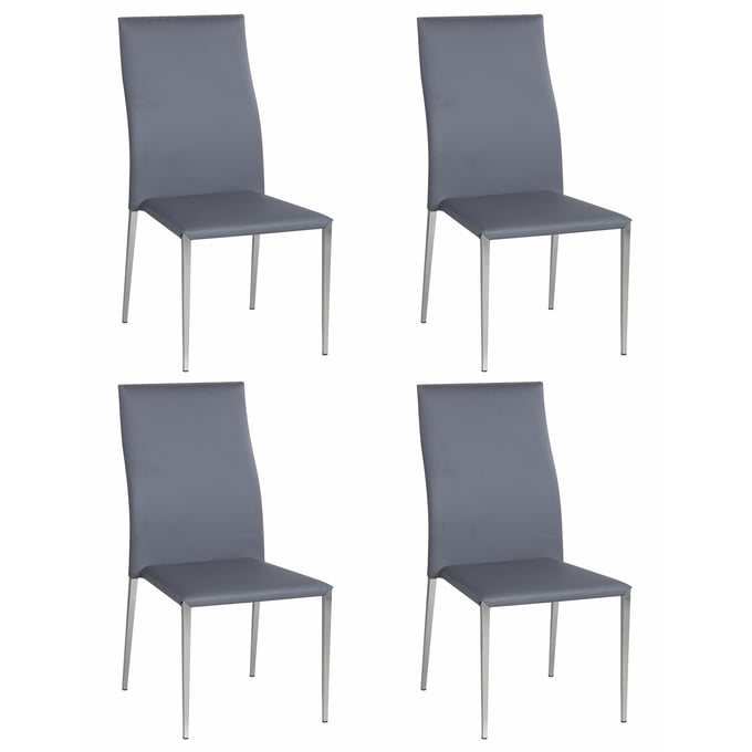 4 Chintaly Imports Elsa Grey Contour Back Stackable Side Chairs CHF-ELSA-SC-GRY