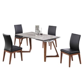 Chintaly Imports Emilia Emma Black White Grey 5pc Dining Room Set