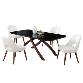 Chintaly Imports Emily Kenza White Gloss Black 5pc Dining Room Set