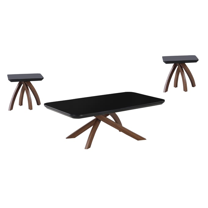 Chintaly Imports Emily Gloss Black 3pc Coffee Table Set CHF-EMILY-OCT-S1