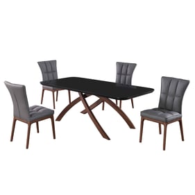 Chintaly Imports Emily Peggy Grey Gloss Black 5pc Dining Room Set