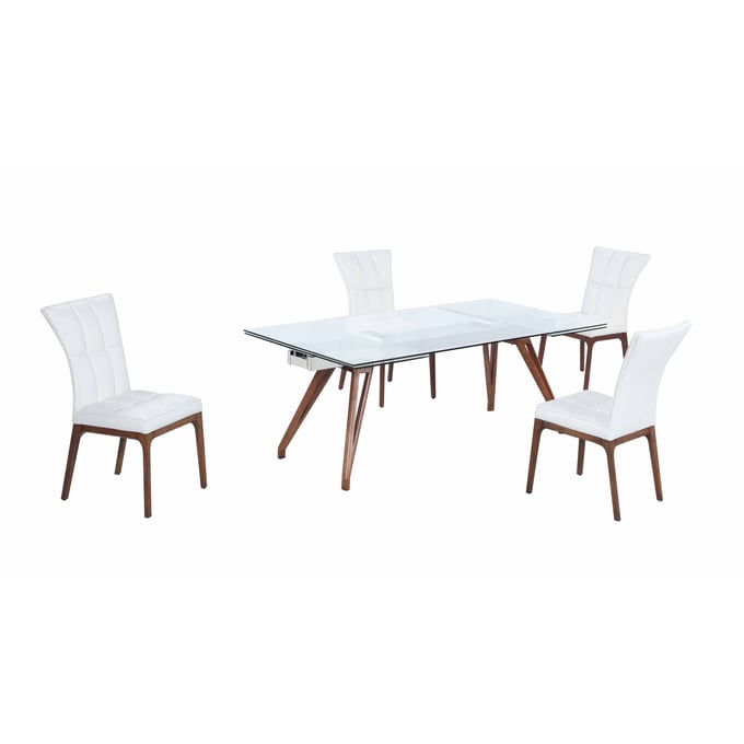 Chintaly Imports Erika Peggy White 5pc Dining Room Set CHF-ERIKA-PEGGY-WAL-5PC-WHT