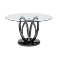 Contemporary Glass Top Dining Table w/ 3-Ring Steel Base