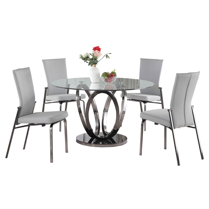 Chintaly Imports Evelyn Molly Grey 5pc Dining Room Set CHF-EVELYN-MOLLY-5PC-BKC-GRY