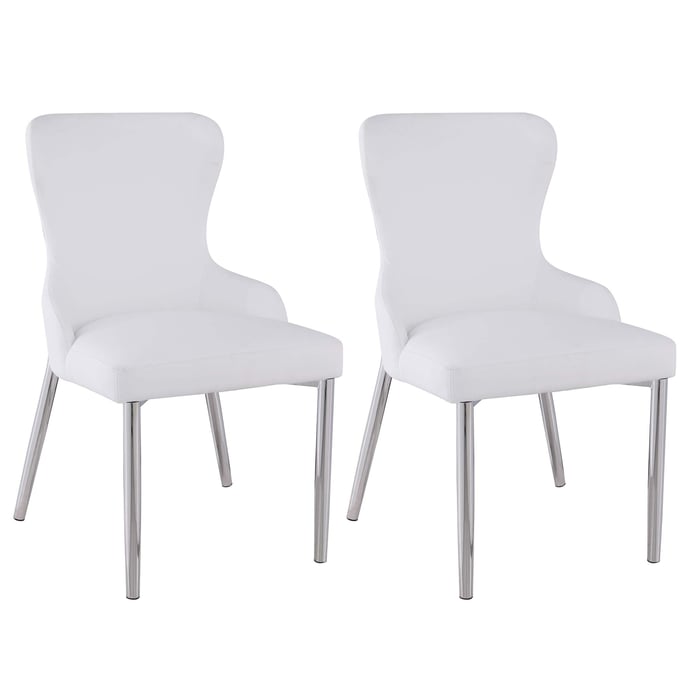 2 Chintaly Imports Evelyn White Wing Back Side Chairs CHF-EVELYN-SC-WHT-POL