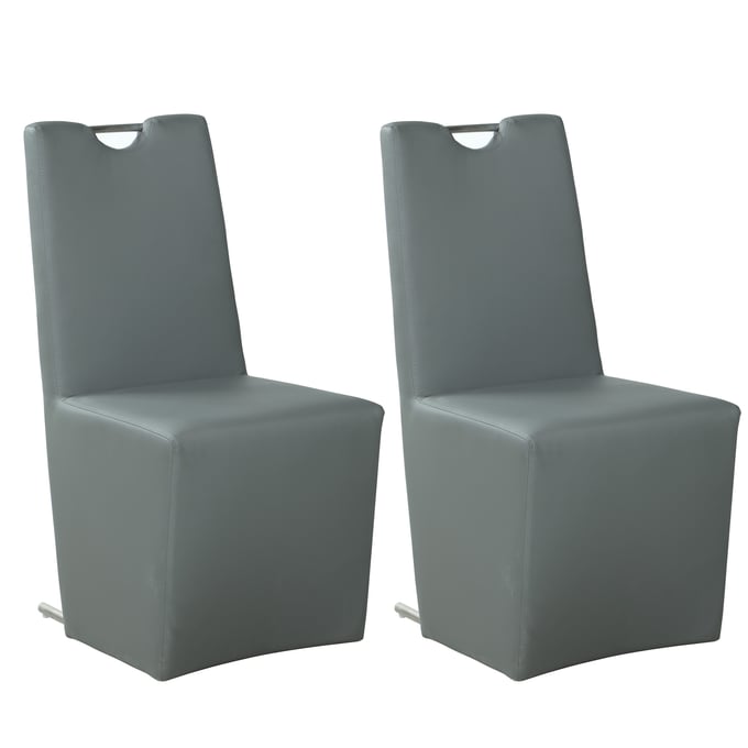 2 Chintaly Imports Evie Grey Dining Side Chairs CHF-EVIE-SC-GRY-PU