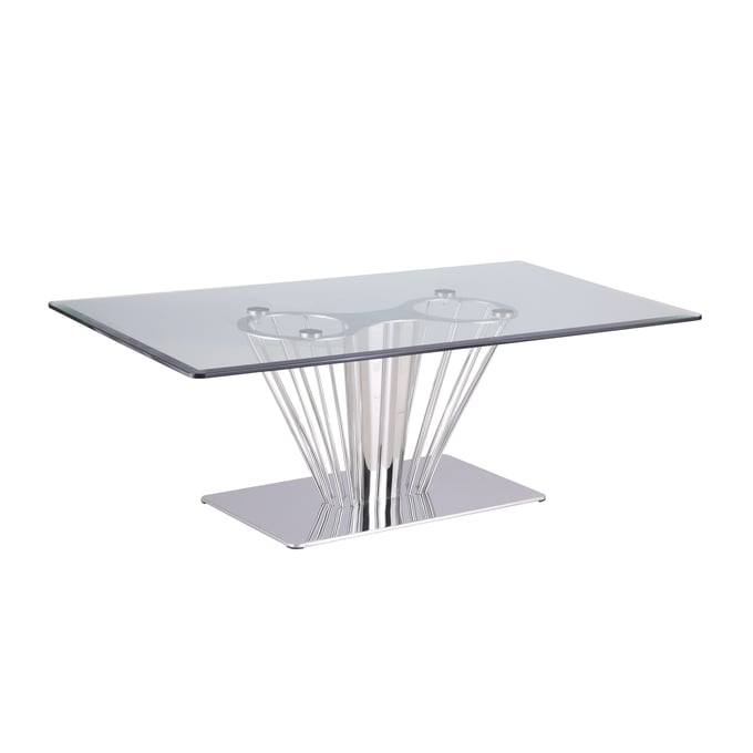 Chintaly Imports Fernanda Clear Polished Stainless Steel Cocktail Table CHF-FERNANDA-CT