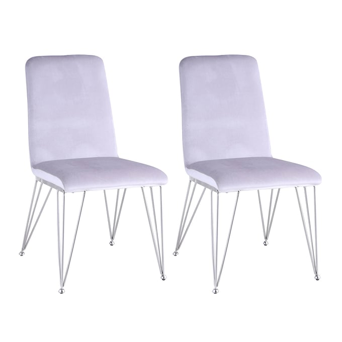 2 Chintaly Imports Fernanda Polished Grey Side Chairs CHF-FERNANDA-SC-GRY