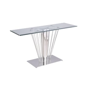 Chintaly Imports Fernanda Clear Polished Stainless Steel Sofa Table