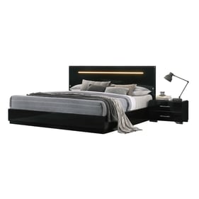 Chintaly Imports Florence Gloss Black 2pc Bedroom Set with Queen Bed