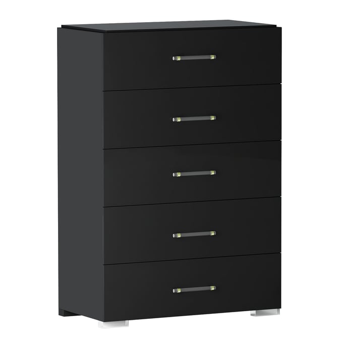 Chintaly Imports Florence Gloss Black 5 Drawer Chest CHF-FLORENCE-CHT