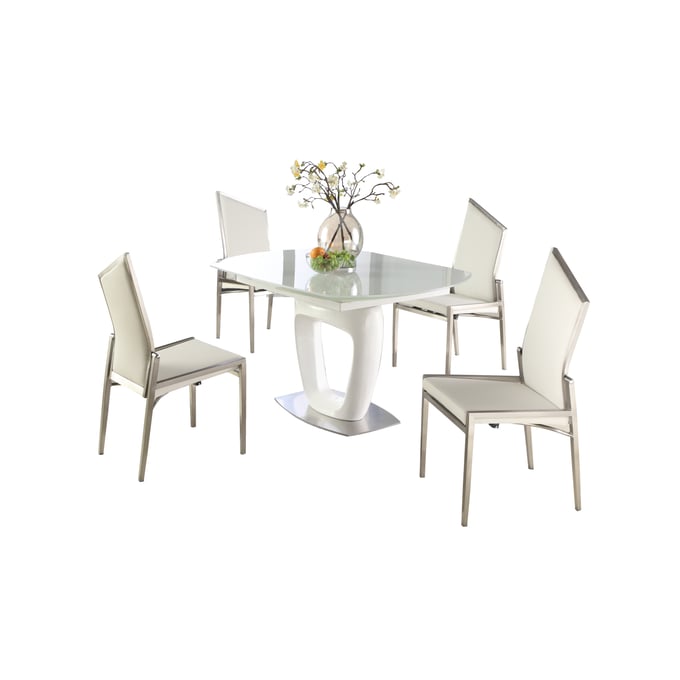 Chintaly Imports Giuliana Gloss White 5pc Dining Room Set CHF-GIULIANA-NALA-5PC