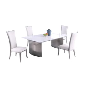 Chintaly Imports Glenda Gloss White 5pc Dining Room Set