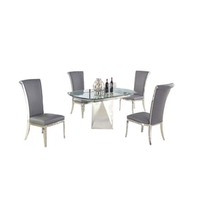 Chintaly Imports Gloria Joy Grey 5pc Dining Room Set