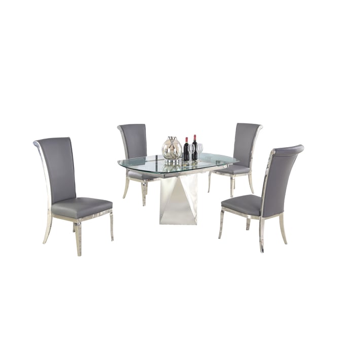 Chintaly Imports Gloria Joy Grey 5pc Dining Room Set CHF-GLORIA-JOY-5PC-GRY