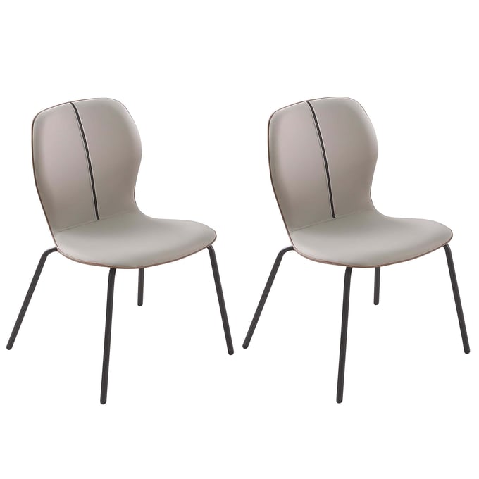 2 Chintaly Imports Hannah Grey Brown Side Chairs CHF-HANNAH-SC-BLK-2TONE