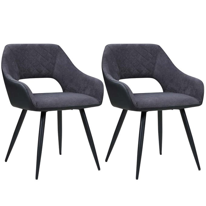 2 Chintaly Imports Henriet Grey Open Back Side Chairs CHF-HENRIET-SC-GRY