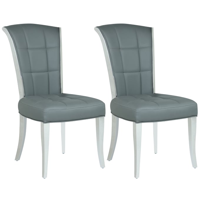 2 Chintaly Imports Iris Grey Tufted Side Chairs CHF-IRIS-SC-GRY