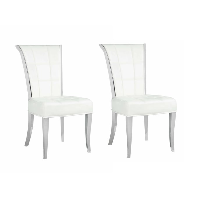 2 Chintaly Imports Iris White Tufted Side Chairs CHF-IRIS-SC-WHT