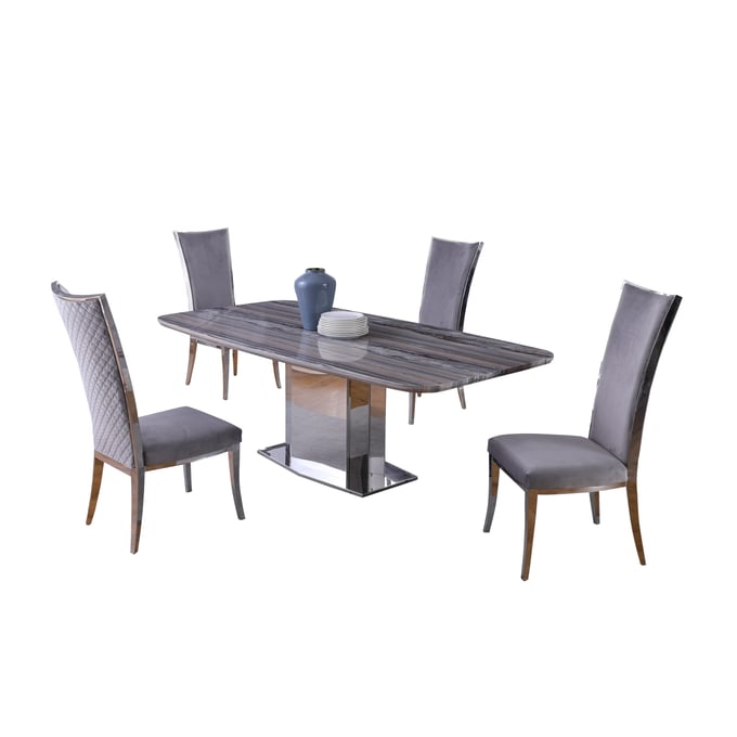 Chintaly Imports Isabel Grey 5pc Dining Room Set CHF-ISABEL-5PC