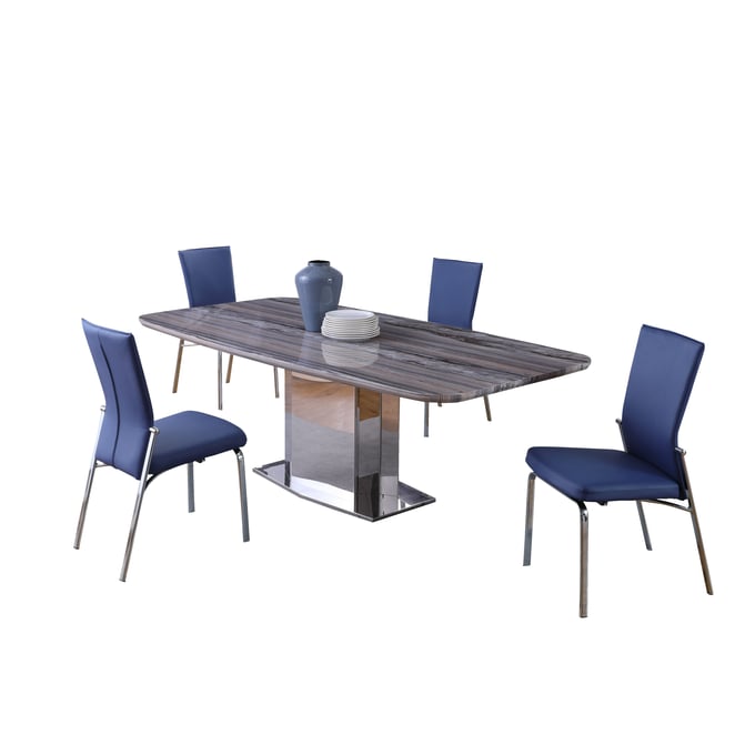 Chintaly Imports Isabel Molly Brown Grey Blue 5pc Dining Room Set CHF-ISABEL-MOLLY-5PC