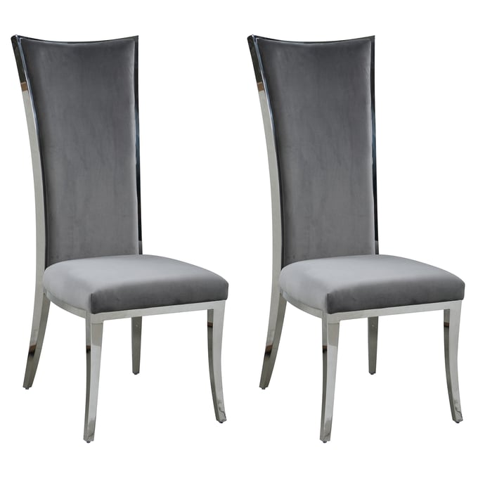 2 Chintaly Imports Isabel Grey High Back Dining Chairs CHF-ISABEL-SC-GRY-POL