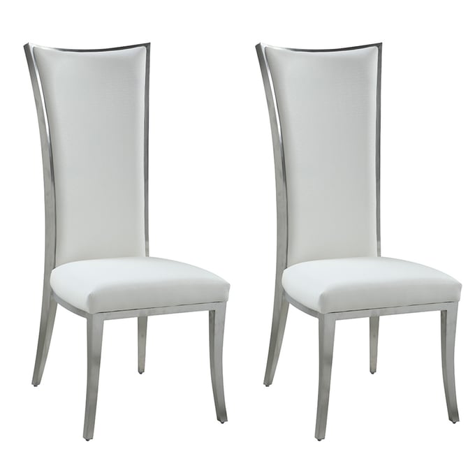 2 Chintaly Imports Isabel White High Back Dining Chairs CHF-ISABEL-SC-WHT-BSH