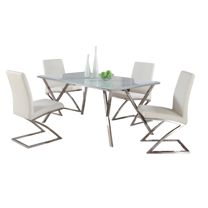 Chintaly Imports Jade White 5pc Dining Room Set CHF-JADE-5PC