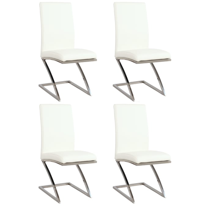 4 Chintaly Imports Jade White Z Frame Side Chairs CHF-JADE-SC