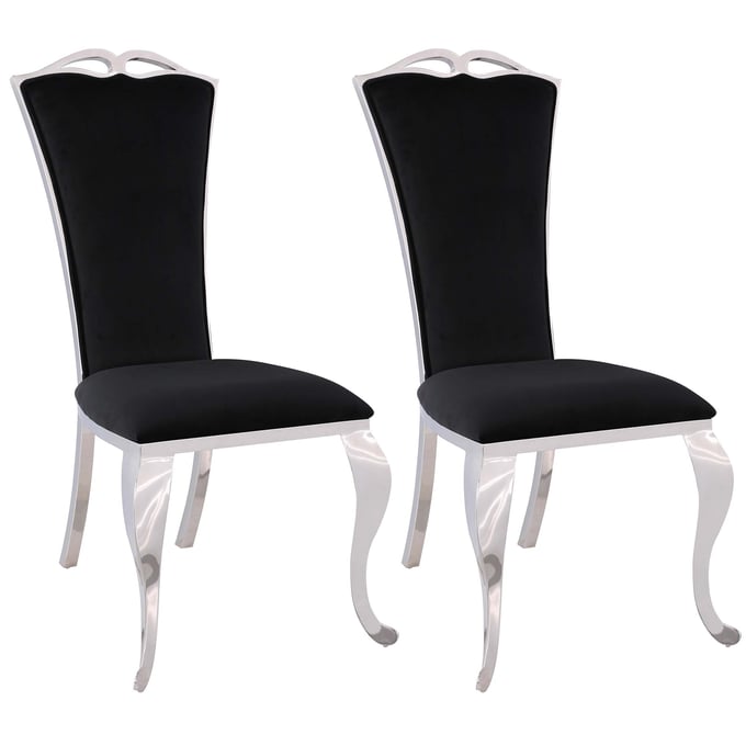 2 Chintaly Imports Jamie Black Tall Back Side Chairs CHF-JAMIE-SC-BLK