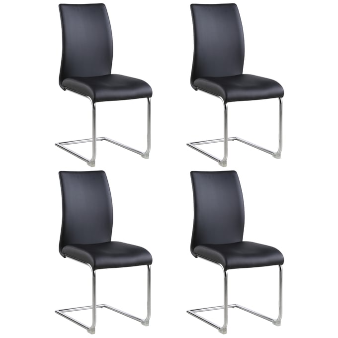 4 Chintaly Imports Jane Black Contour Back Cantilever Side Chairs CHF-JANE-SC-BLK