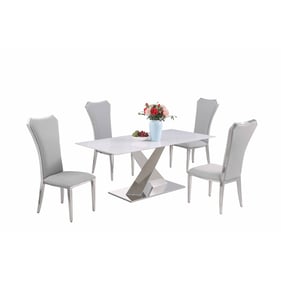 Chintaly Imports Jennifer Grey Gloss White 5pc Dining Room Set