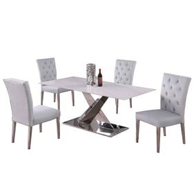 Chintaly Imports Jennifer Kerry Grey Gloss White 5pc Dining Room Set