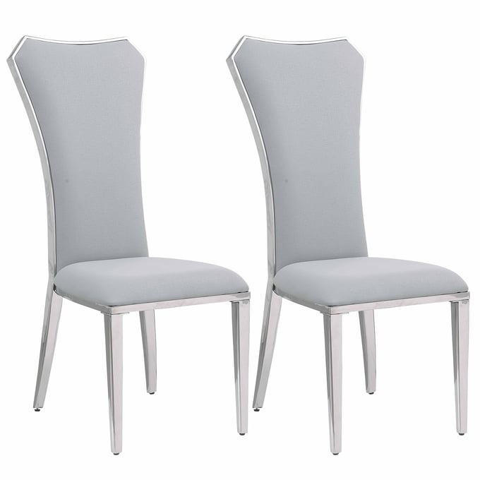 2 Chintaly Imports Jennifer Grey Tall Back Side Chairs CHF-JENNIFER-SC-GRY