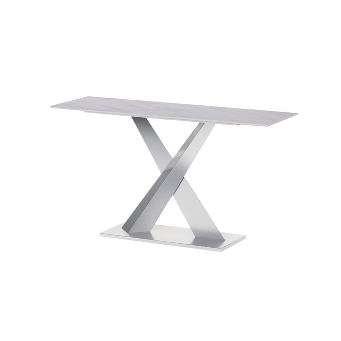 Chintaly Imports Jennifer Gloss White Stone Top Sofa Table CHF-JENNIFER-ST