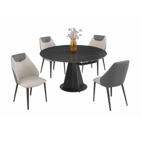 Chintaly Imports Jocelyn Grey Matte Black 5pc Dining Room Set