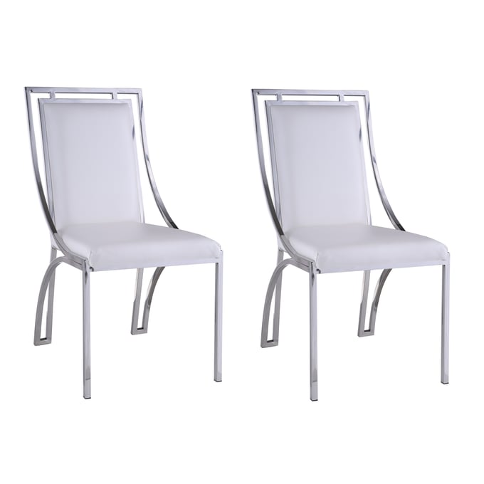 2 Chintaly Imports Josie White Open Frame Side Chairs CHF-JOSIE-SC-WHT