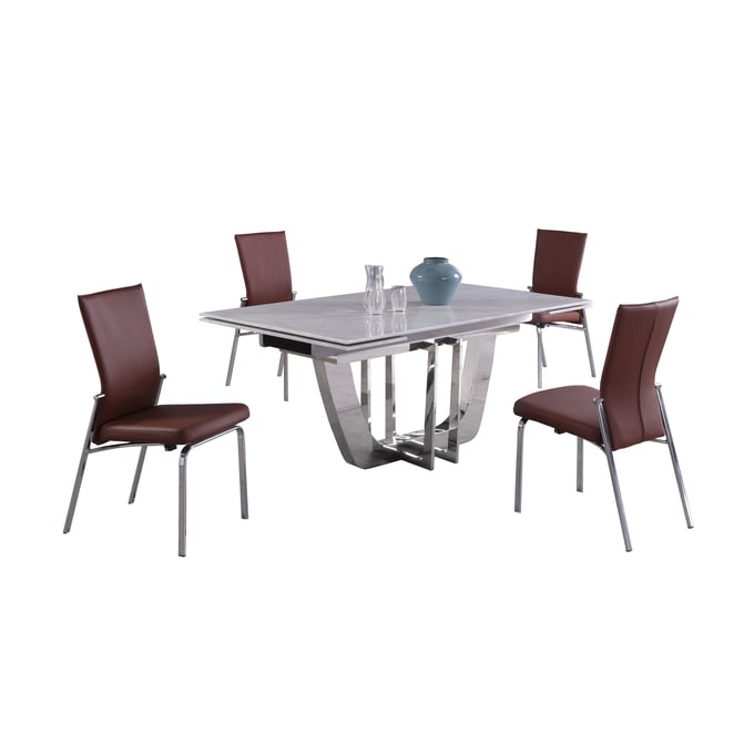 Chintaly Imports Joly Molly Carrara Brown 5pc Dining Room Set CHF-JOY-MOLLY-5PC